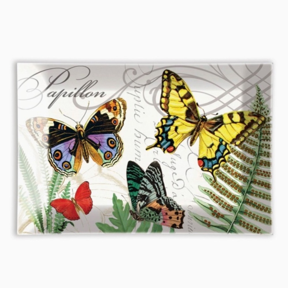 Michel Design Works Glass Butterfly Papillon Soap Dish NWT